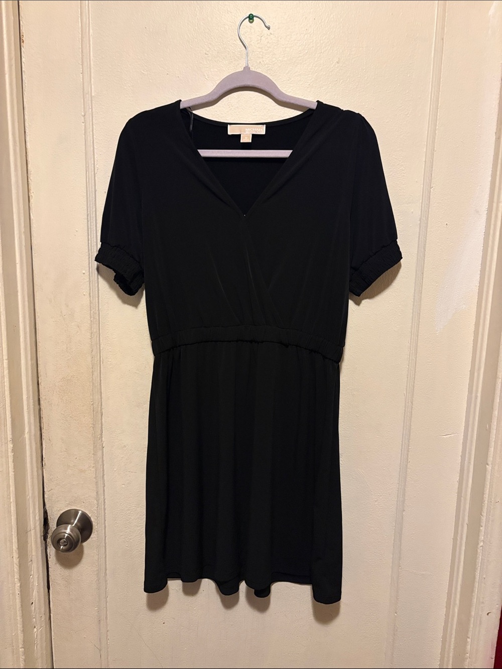 Michael Kors Black Faux Wrap Mini Dress